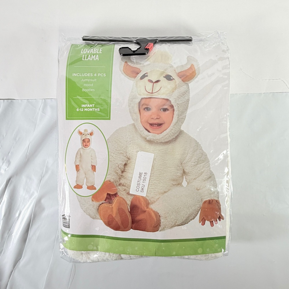 Suit Yourself Lovable Llama Infant‎ Costume 6-12 Months Jumpsuit Hood Booties